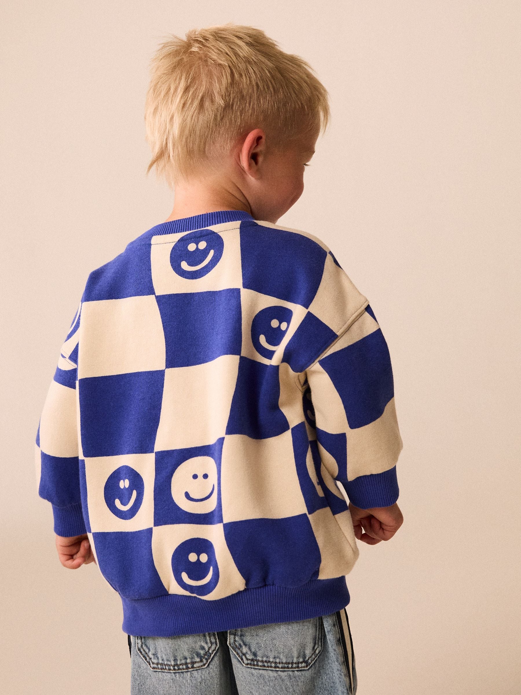 Dsiney Kidz - Blue Checkerboard All Over Printed Crew Neck Sweat Top (3mths-7yrs) image 4