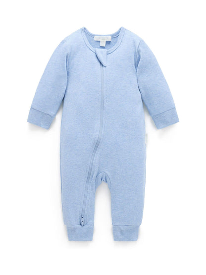 Purebaby Blue Ribbed Zip Sleepsuit image 1