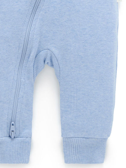 Purebaby Blue Ribbed Zip Sleepsuit image 3