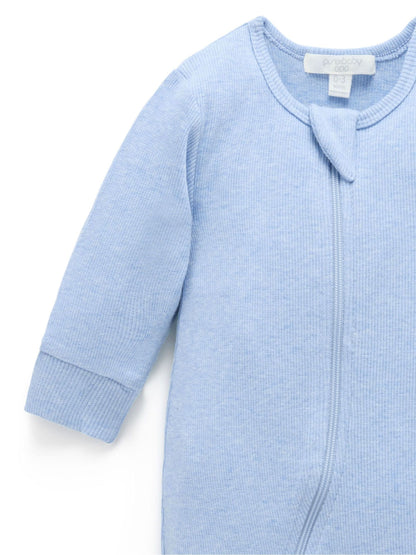 Purebaby Blue Ribbed Zip Sleepsuit image 4