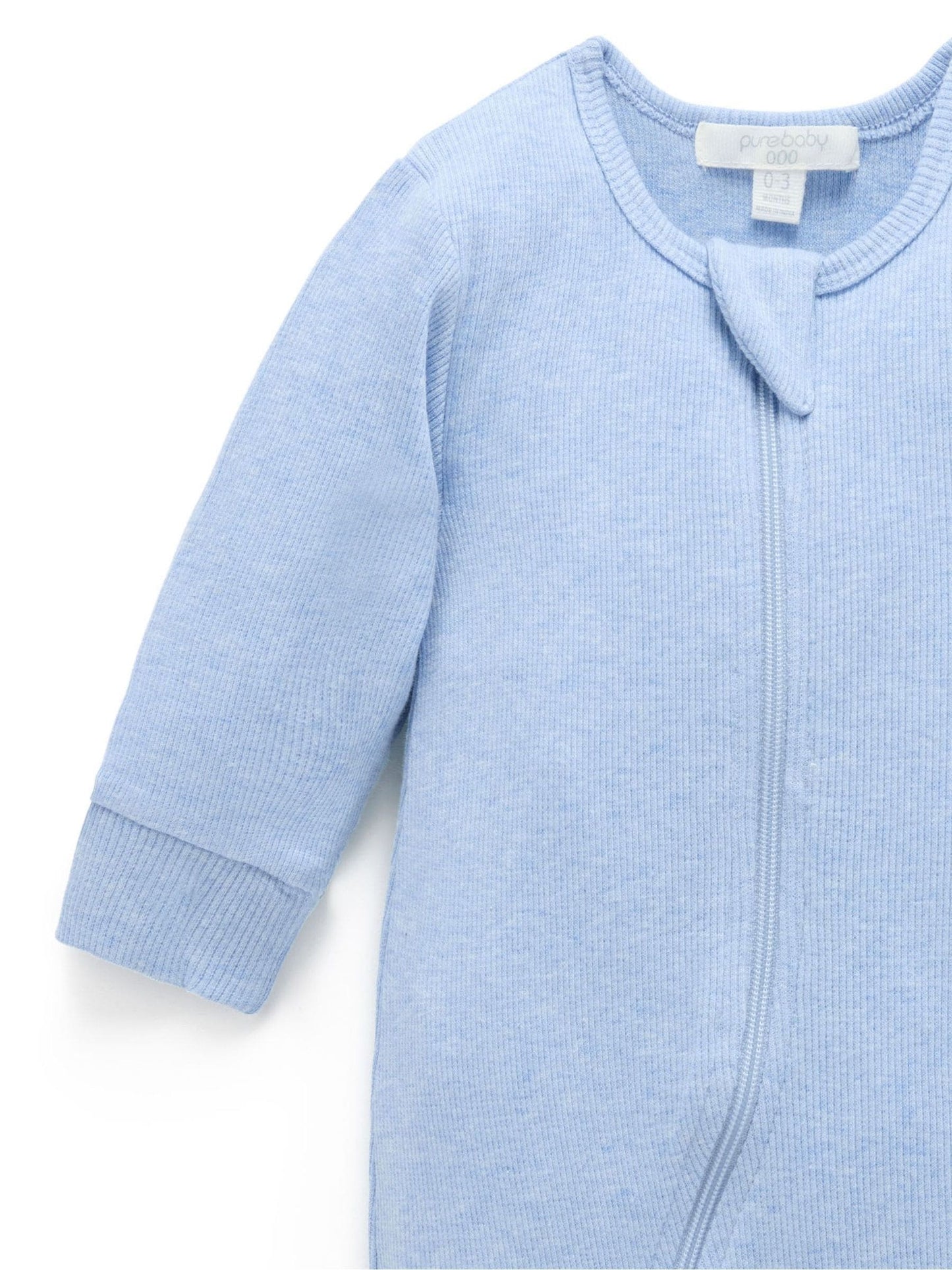Purebaby Blue Ribbed Zip Sleepsuit image 4