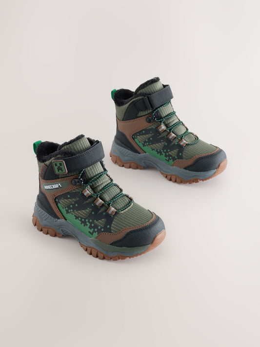 Khaki Green Minecraft Waterproof Elastic Lace Hiker Boots - image 1