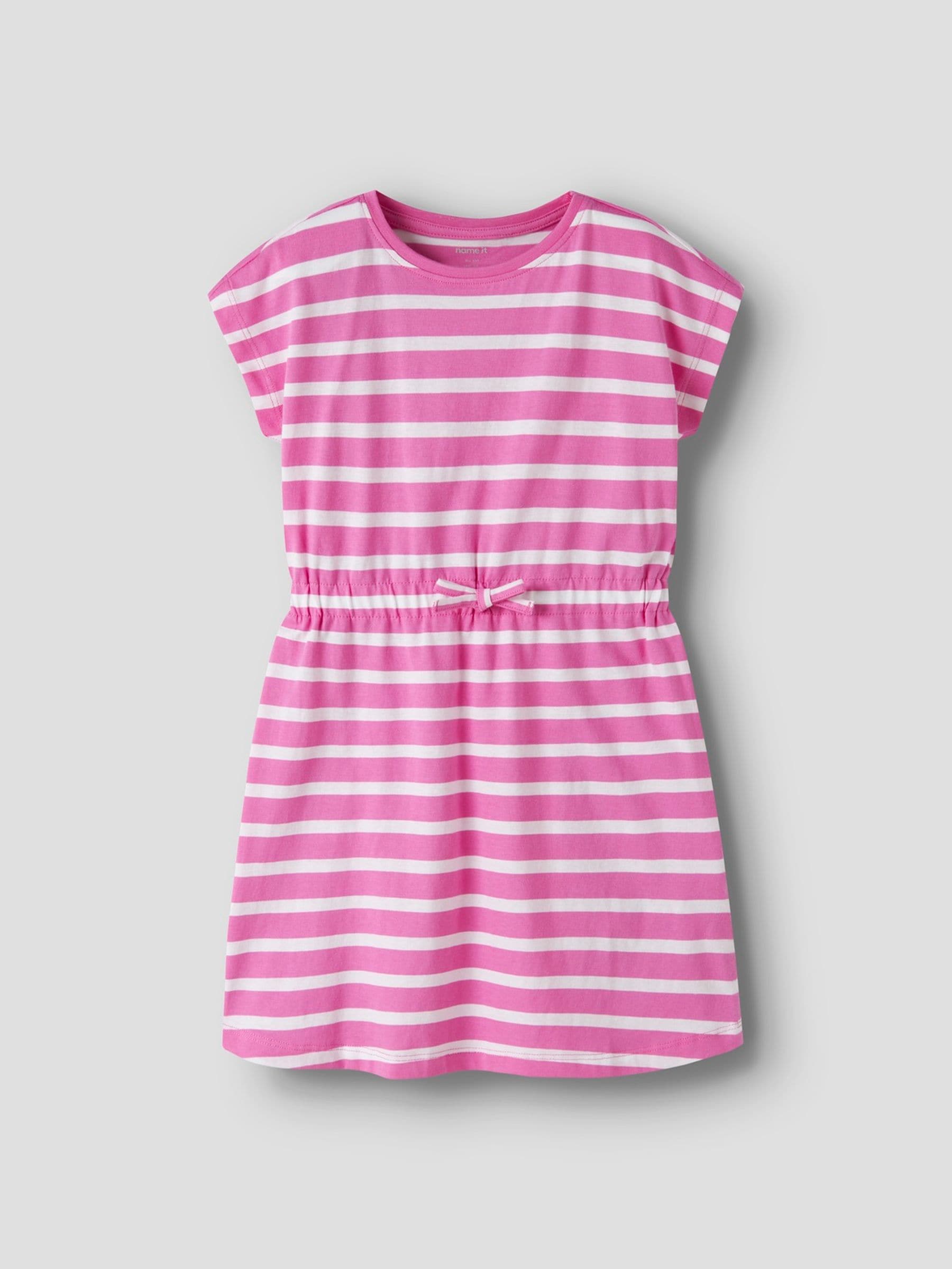 Name It Pink Striped Sleeveless Tie Waist Dress image 1
