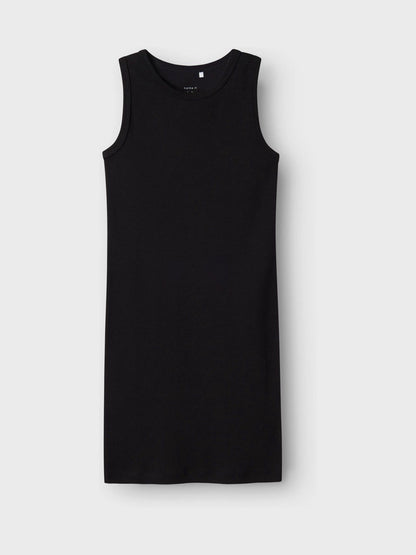 NAME IT Black Ribbed Cotton Tank Dress image 2