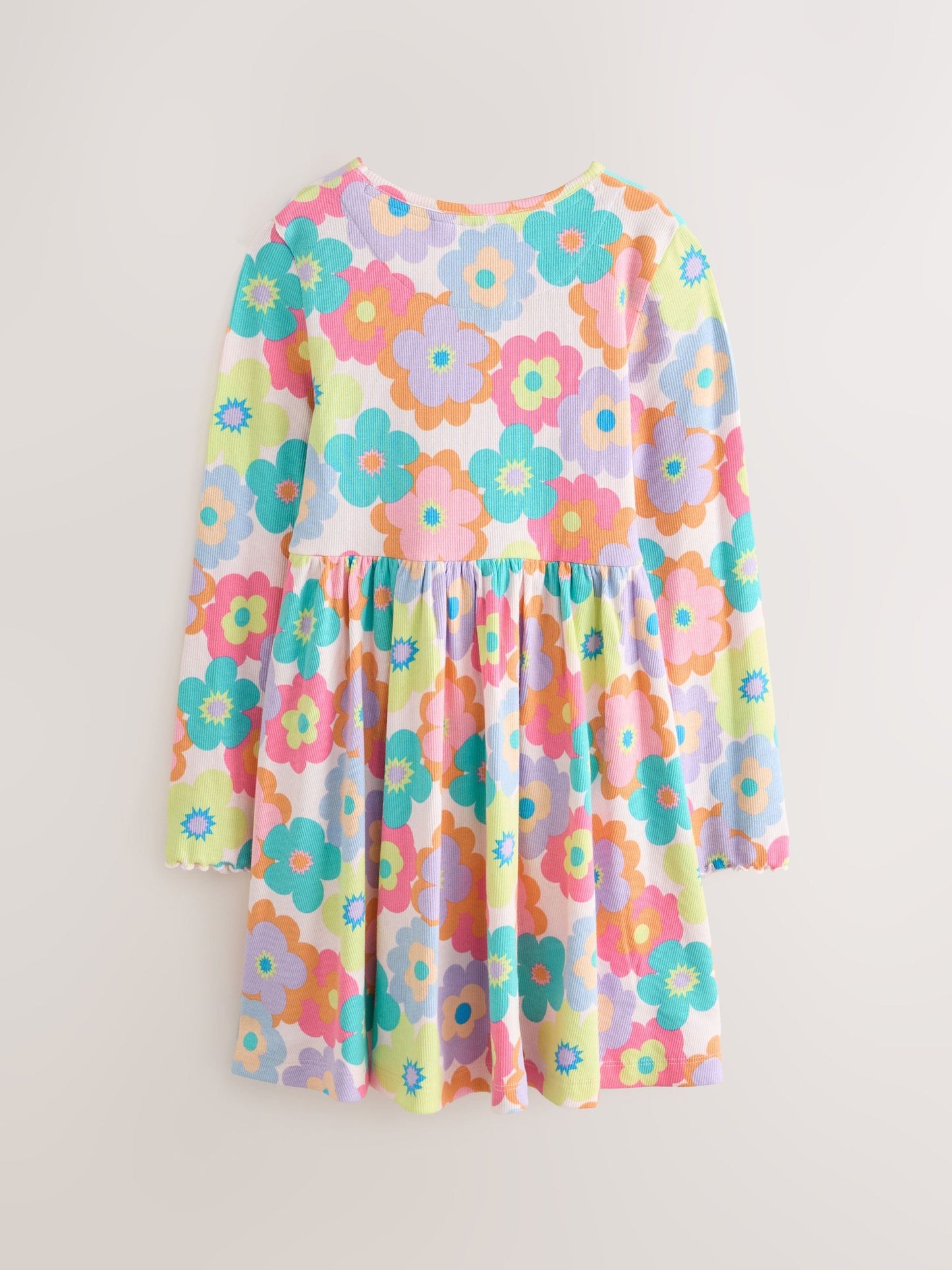 Dsiney Kidz - Little Bird by Jools Oliver Pink Rainbow Floral Ribbed Jersey Dress image 6