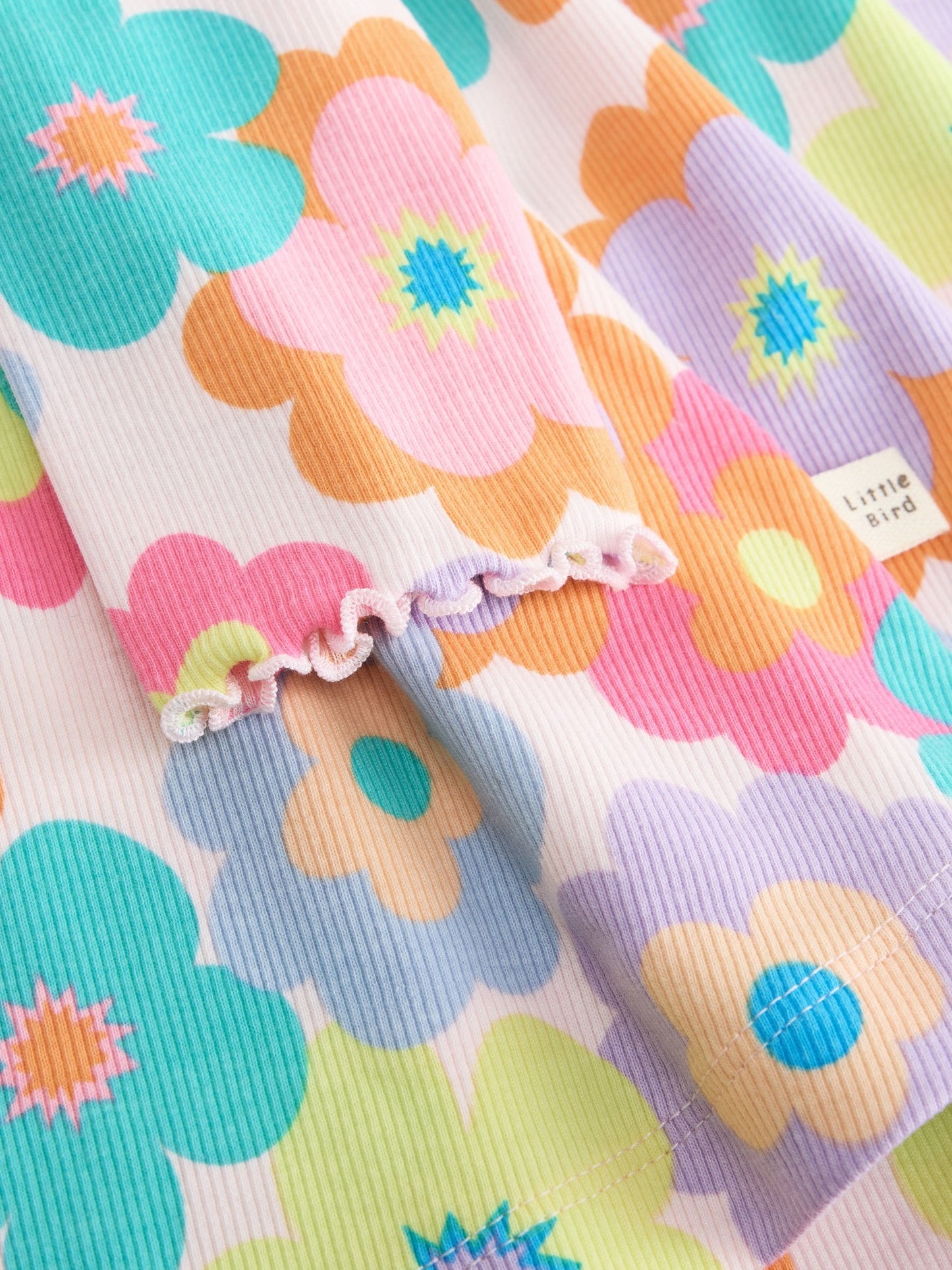 Dsiney Kidz - Little Bird by Jools Oliver Pink Rainbow Floral Ribbed Jersey Dress image 8