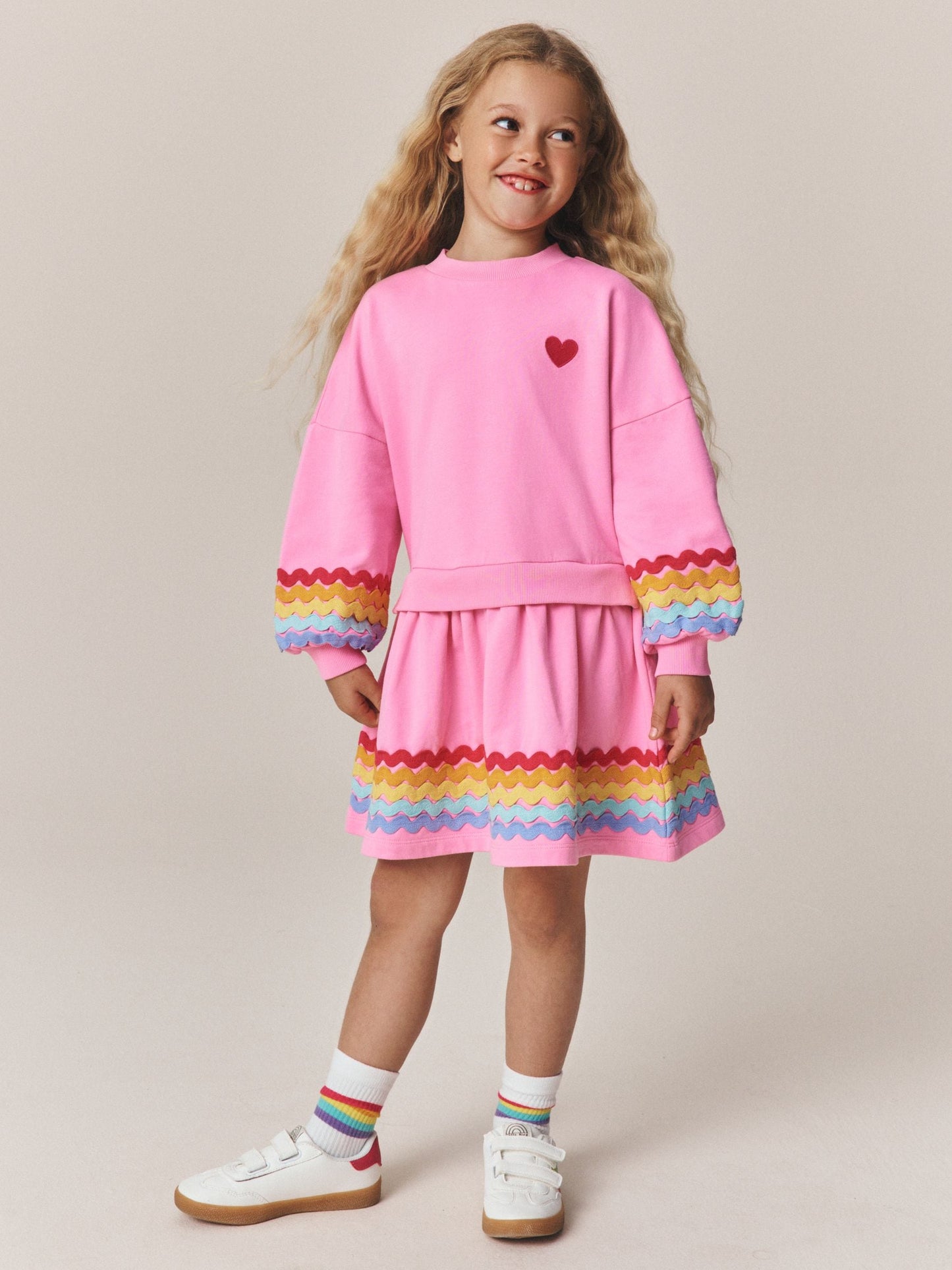 Dsiney Kidz - Little Bird by Jools Oliver Pink & Rainbow Ric Rac Sweat Dress image 1