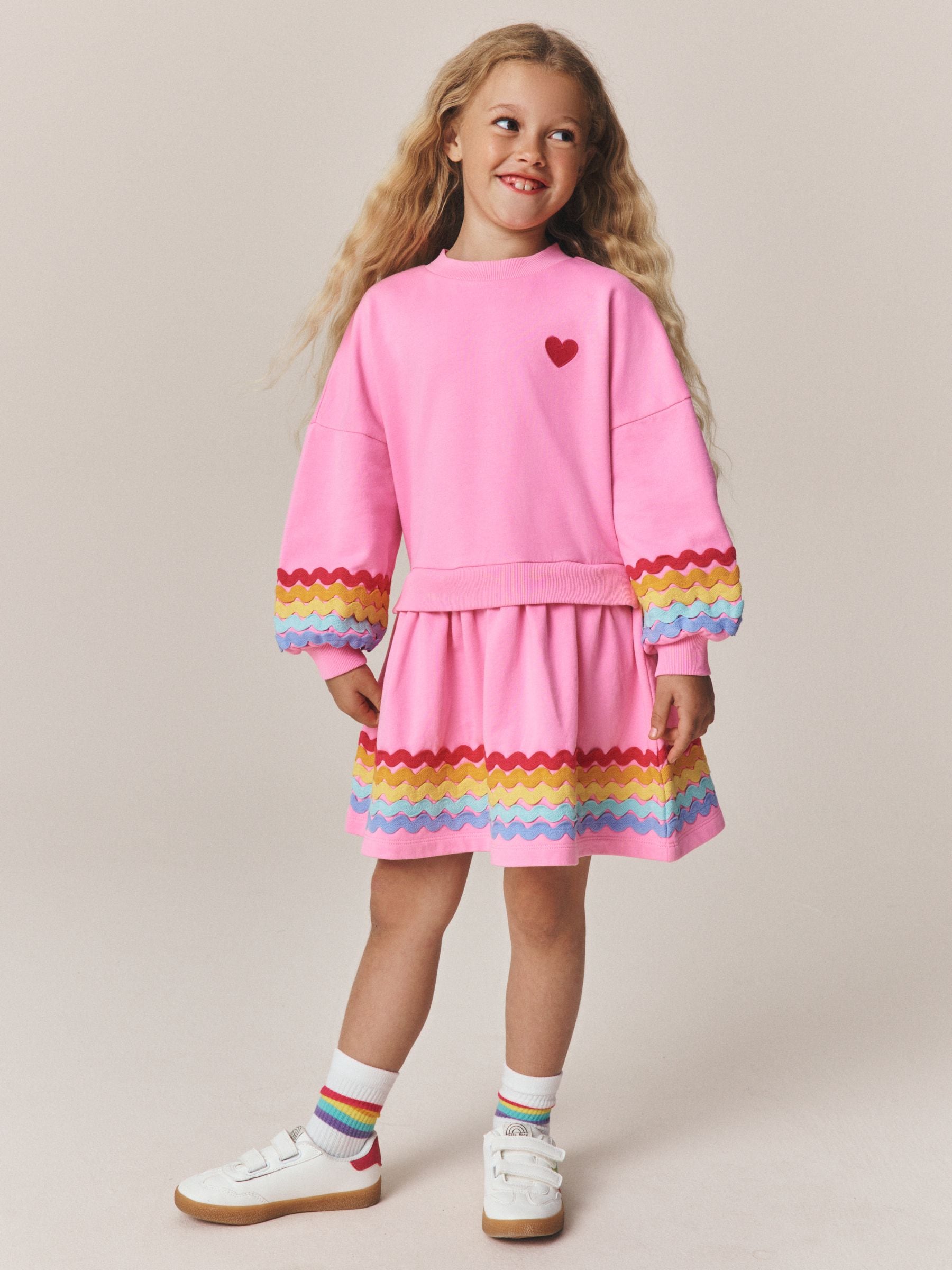 Dsiney Kidz - Little Bird by Jools Oliver Pink & Rainbow Ric Rac Sweat Dress image 1