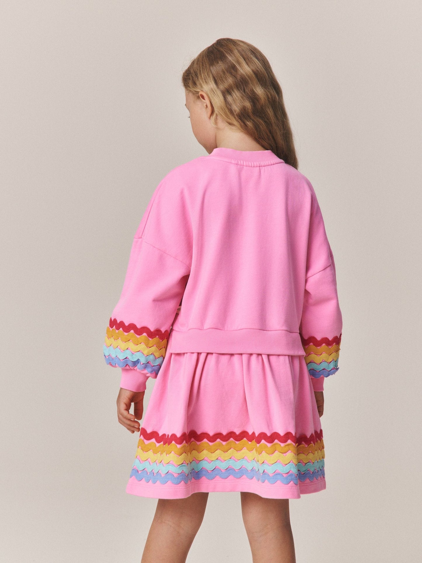 Dsiney Kidz - Little Bird by Jools Oliver Pink & Rainbow Ric Rac Sweat Dress image 3