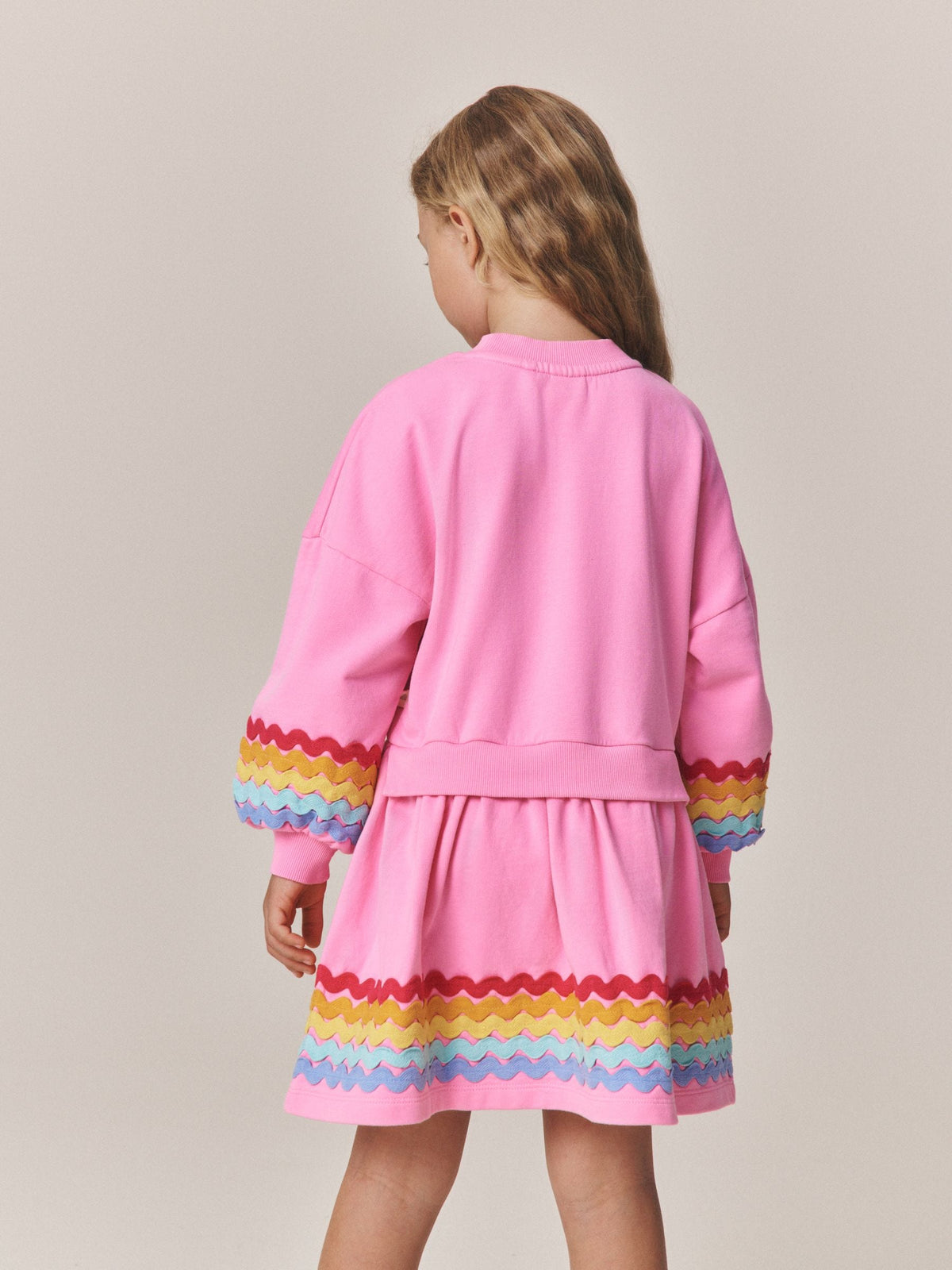 Dsiney Kidz - Little Bird by Jools Oliver Pink & Rainbow Ric Rac Sweat Dress image 3