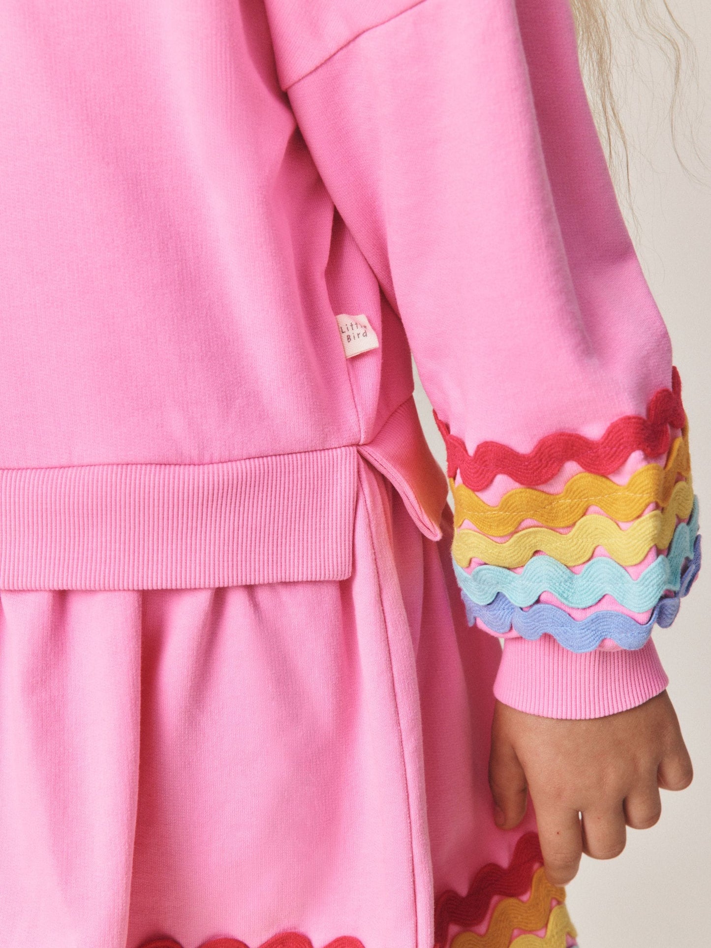 Dsiney Kidz - Little Bird by Jools Oliver Pink & Rainbow Ric Rac Sweat Dress image 4