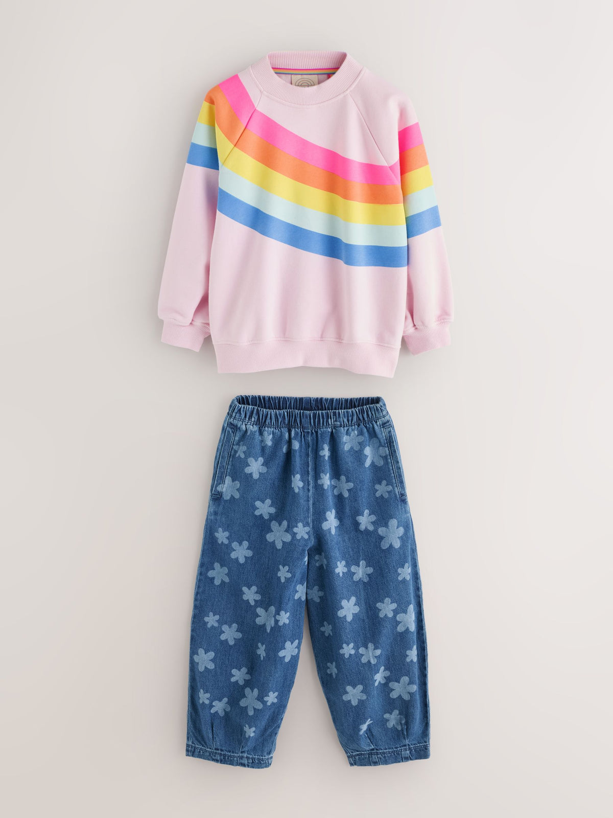 Little Bird by Jools Oliver Rainbow Swoosh Sweat Top & Trousers Set - image 10