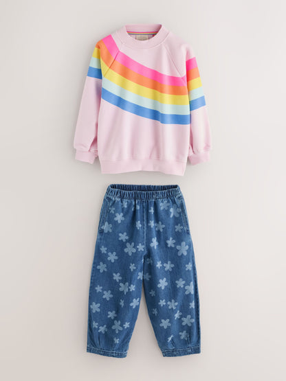 Little Bird by Jools Oliver Rainbow Swoosh Sweat Top & Trousers Set - image 10