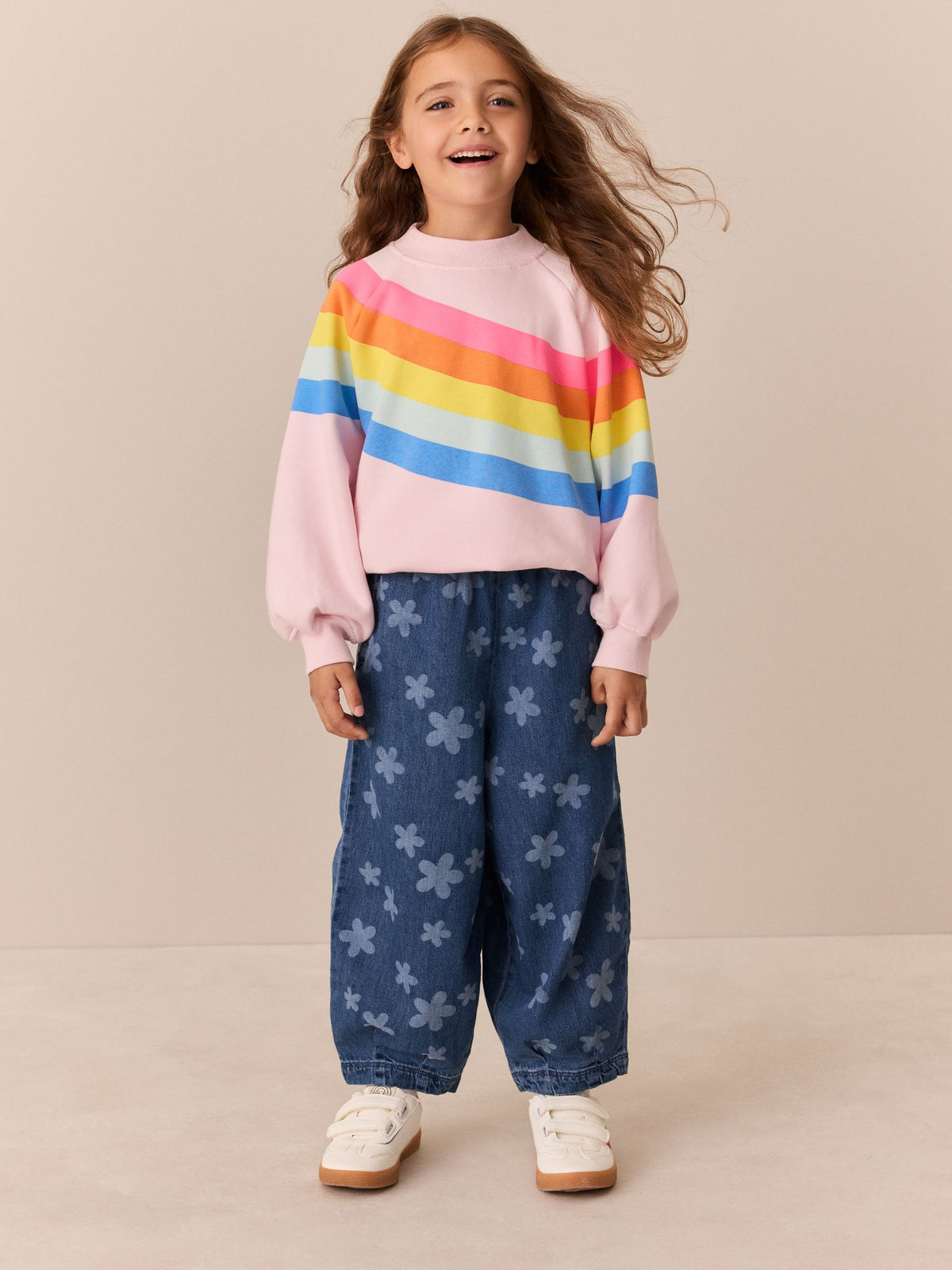 Little Bird by Jools Oliver Rainbow Swoosh Sweat Top & Trousers Set - image 2