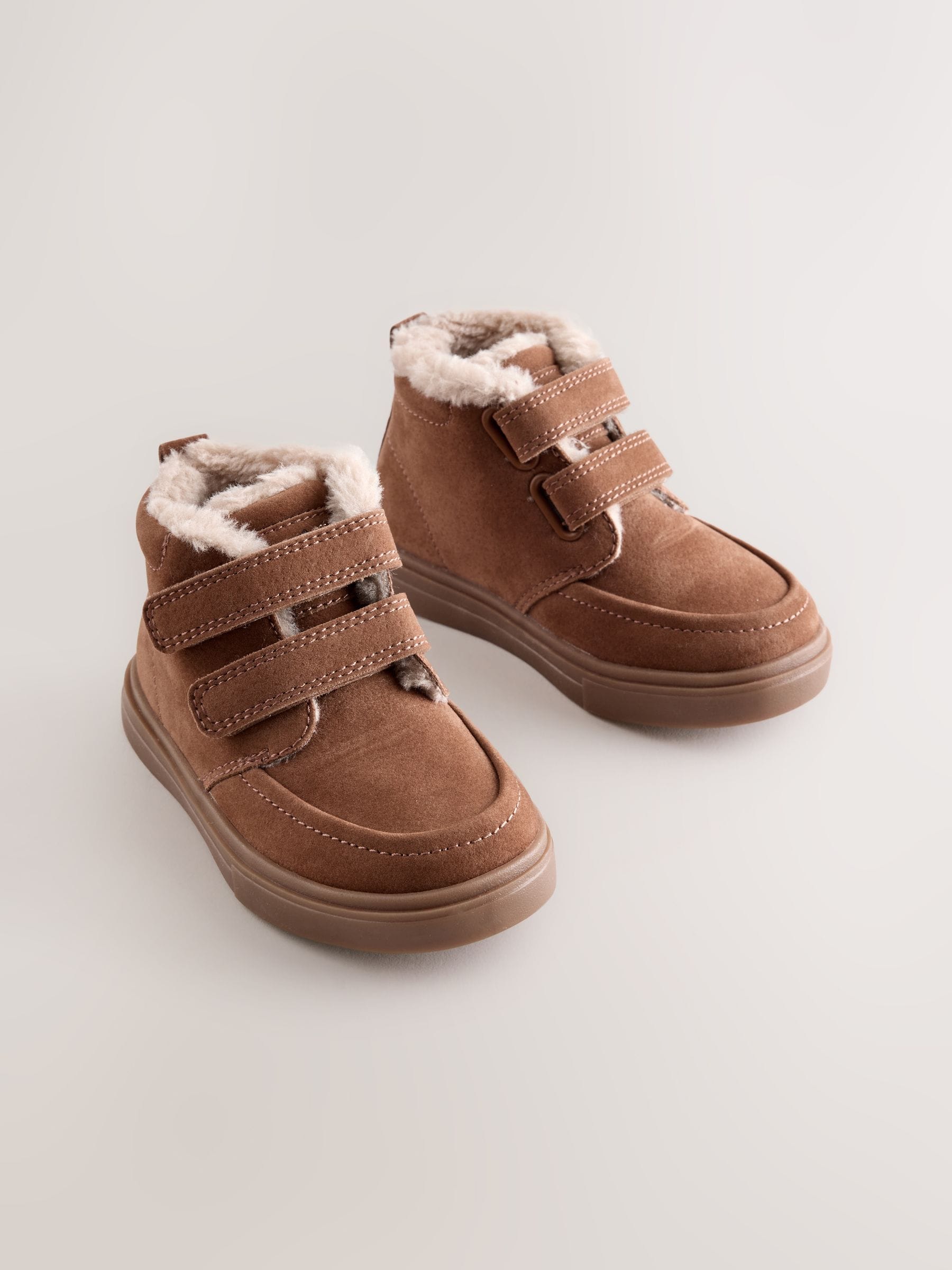 Tan Brown Standard Fit (F) Warm Lined Touch Fastening Boots image 1