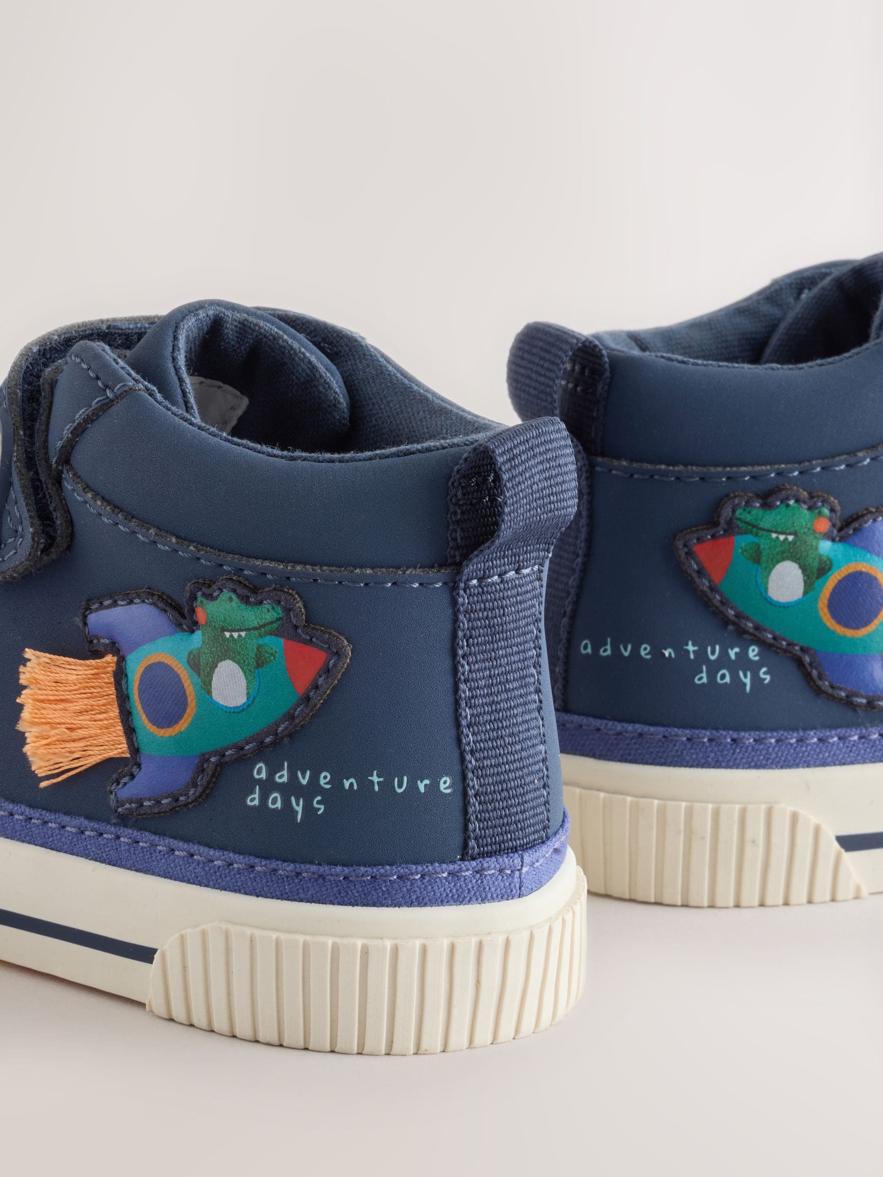 Navy Planets Standard Fit (F) Hi-Top Touch Fastening Trainers image 3