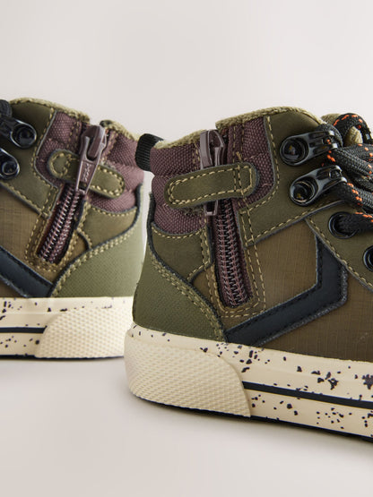 Dsiney Kidz - Khaki Green Standard Fit (F) Lace Up Hi-Top Boots image 3