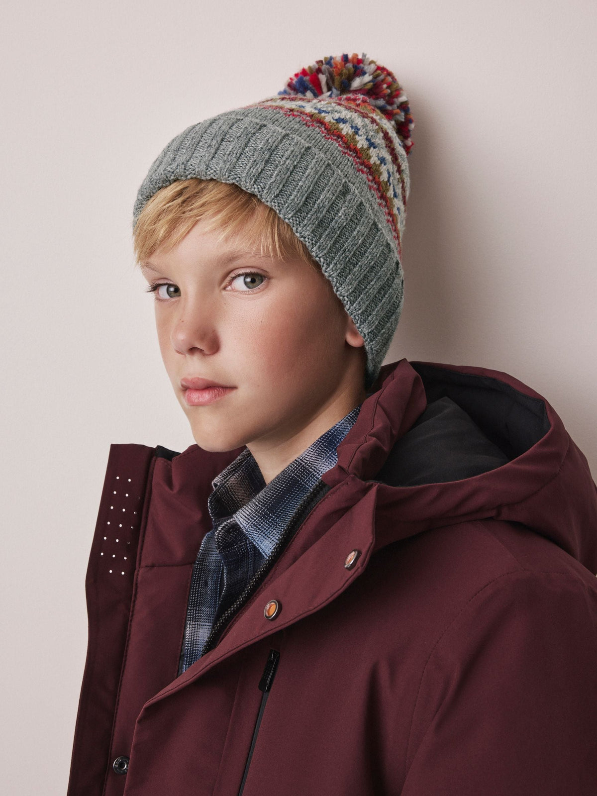 Dsiney Kidz - Grey Fairisle Embroidered Pom Beanie (3mths-16yrs) image 2