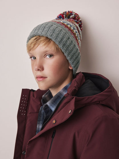 Dsiney Kidz - Grey Fairisle Embroidered Pom Beanie (3mths-16yrs) image 2
