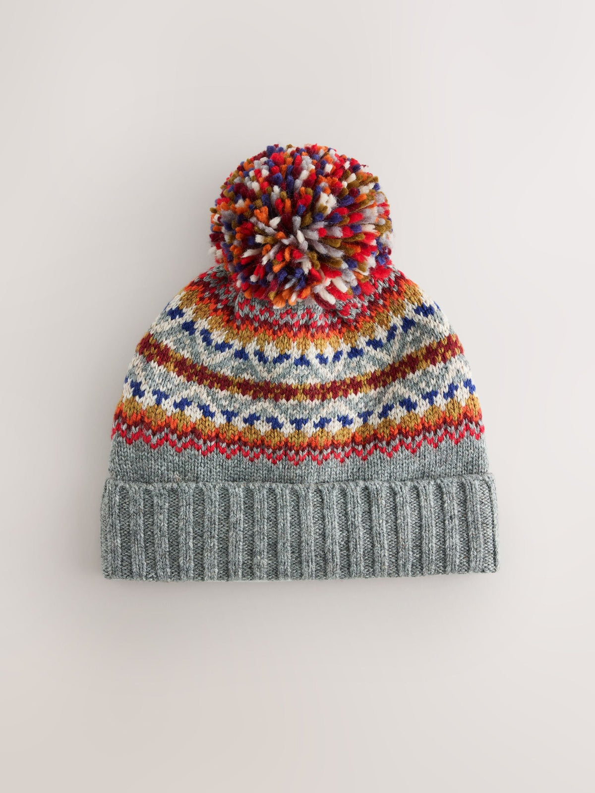 Dsiney Kidz - Grey Fairisle Embroidered Pom Beanie (3mths-16yrs) image 3