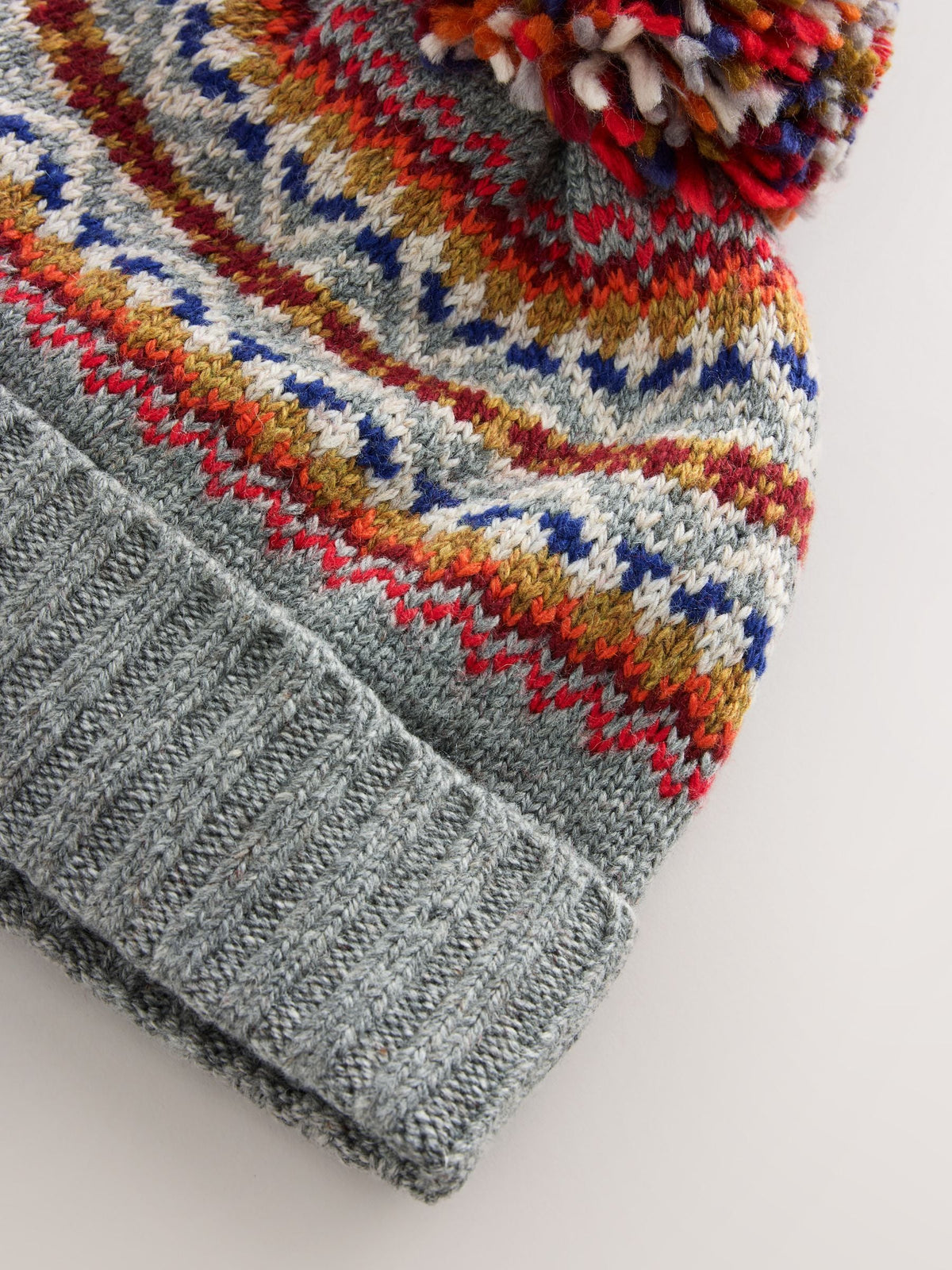 Dsiney Kidz - Grey Fairisle Embroidered Pom Beanie (3mths-16yrs) image 4