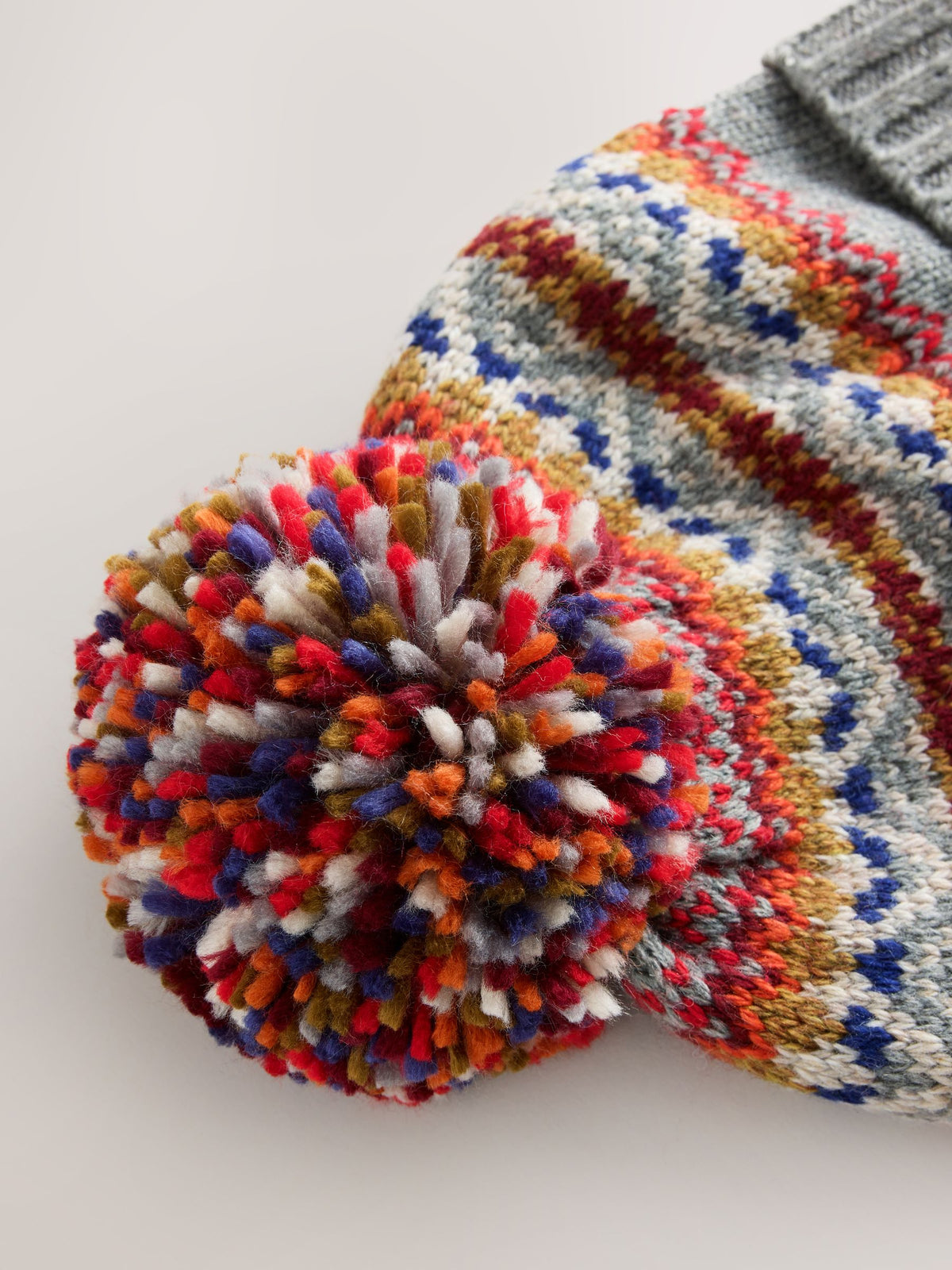 Dsiney Kidz - Grey Fairisle Embroidered Pom Beanie (3mths-16yrs) image 5