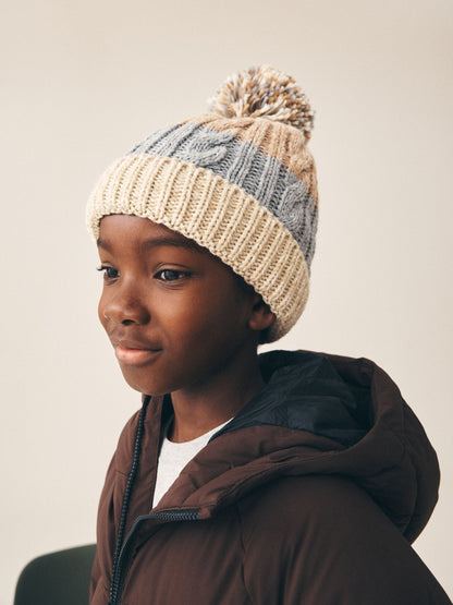 Stone Stripe Knitted Pom Beanie (1-16yrs) - image 1