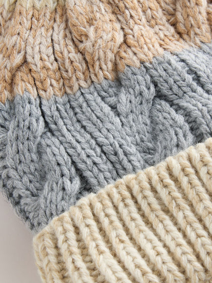 Stone Stripe Knitted Pom Beanie (1-16yrs) - image 5