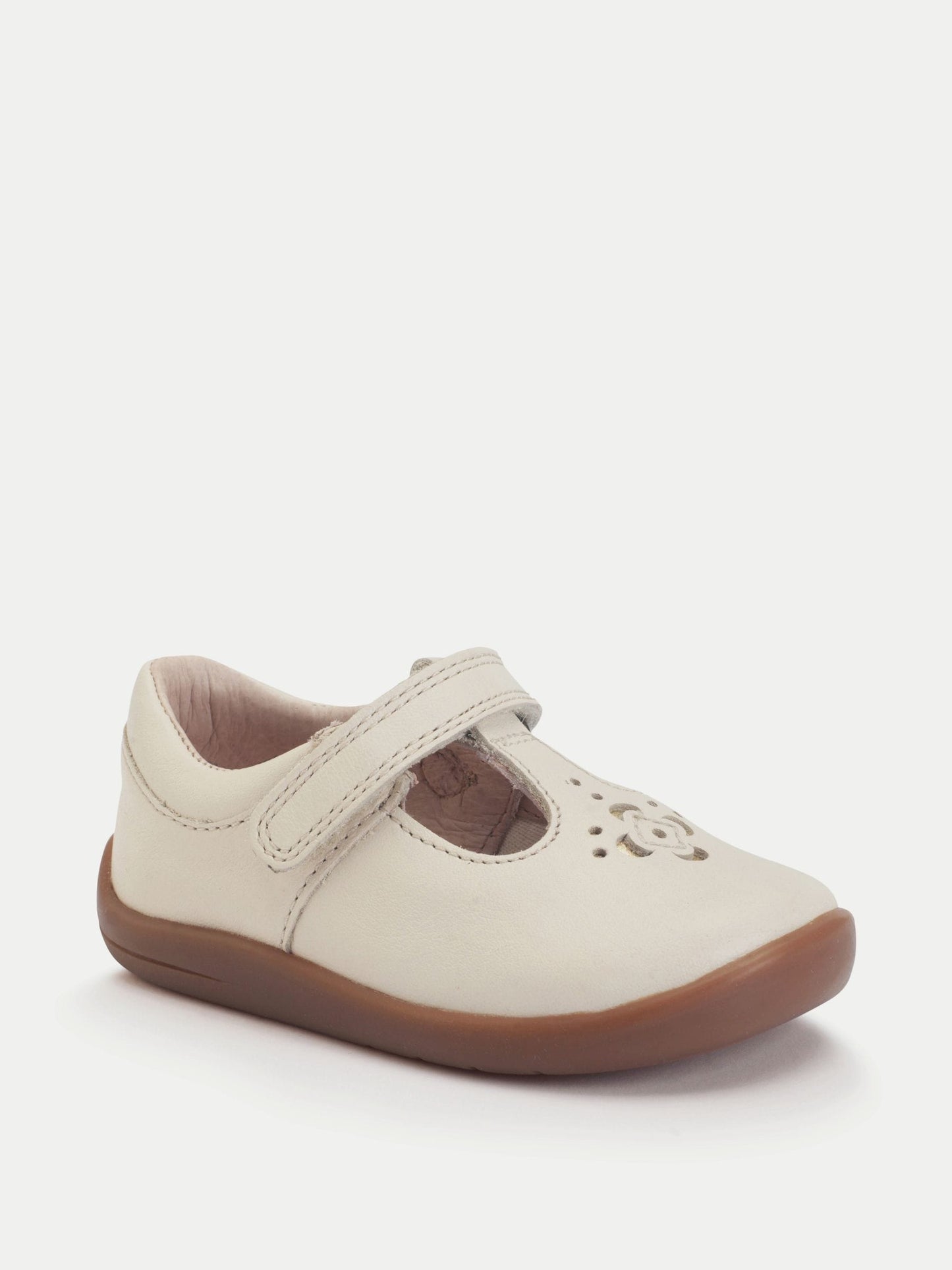 Start-Rite Cream Pearlised Leather Eternal T-bar Rip-tape First Walking Shoes image 3