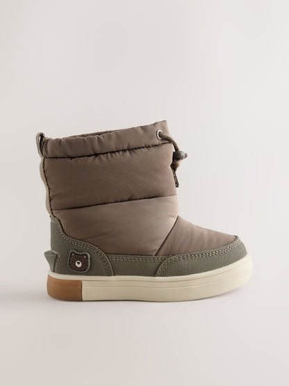 Dsiney Kidz - Neutral Bear Pull On Quilted Snow Boots image 2