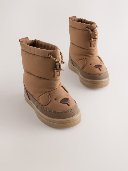 Dsiney Kidz - Brown Bear Pull On Quilted Snow Boots image 1