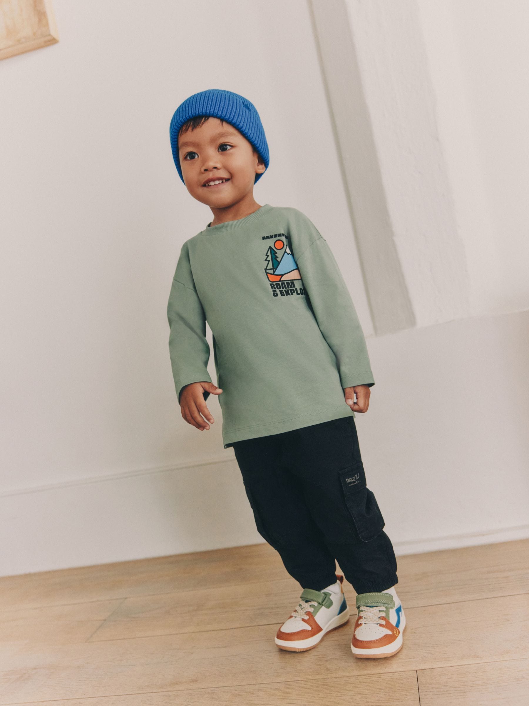 Dsiney Kidz - Sage Green Roam and Explore Long Sleeve Back Graphic T-Shirt (3mths-10yrs) image 2