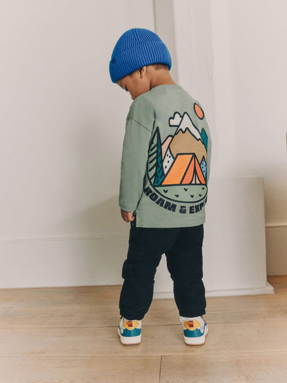 Dsiney Kidz - Sage Green Roam and Explore Long Sleeve Back Graphic T-Shirt (3mths-10yrs) image 3