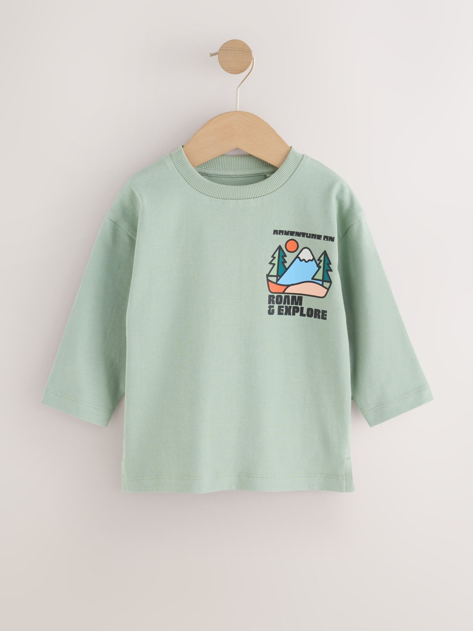 Dsiney Kidz - Sage Green Roam and Explore Long Sleeve Back Graphic T-Shirt (3mths-10yrs) image 8
