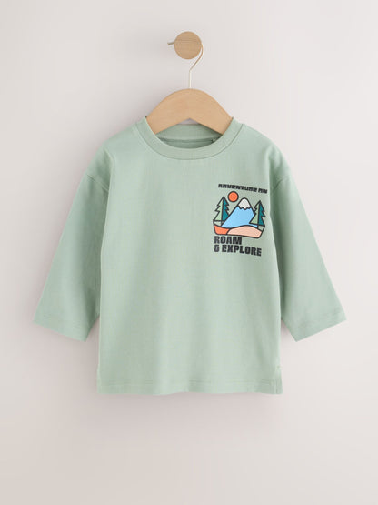Dsiney Kidz - Sage Green Roam and Explore Long Sleeve Back Graphic T-Shirt (3mths-10yrs) image 8