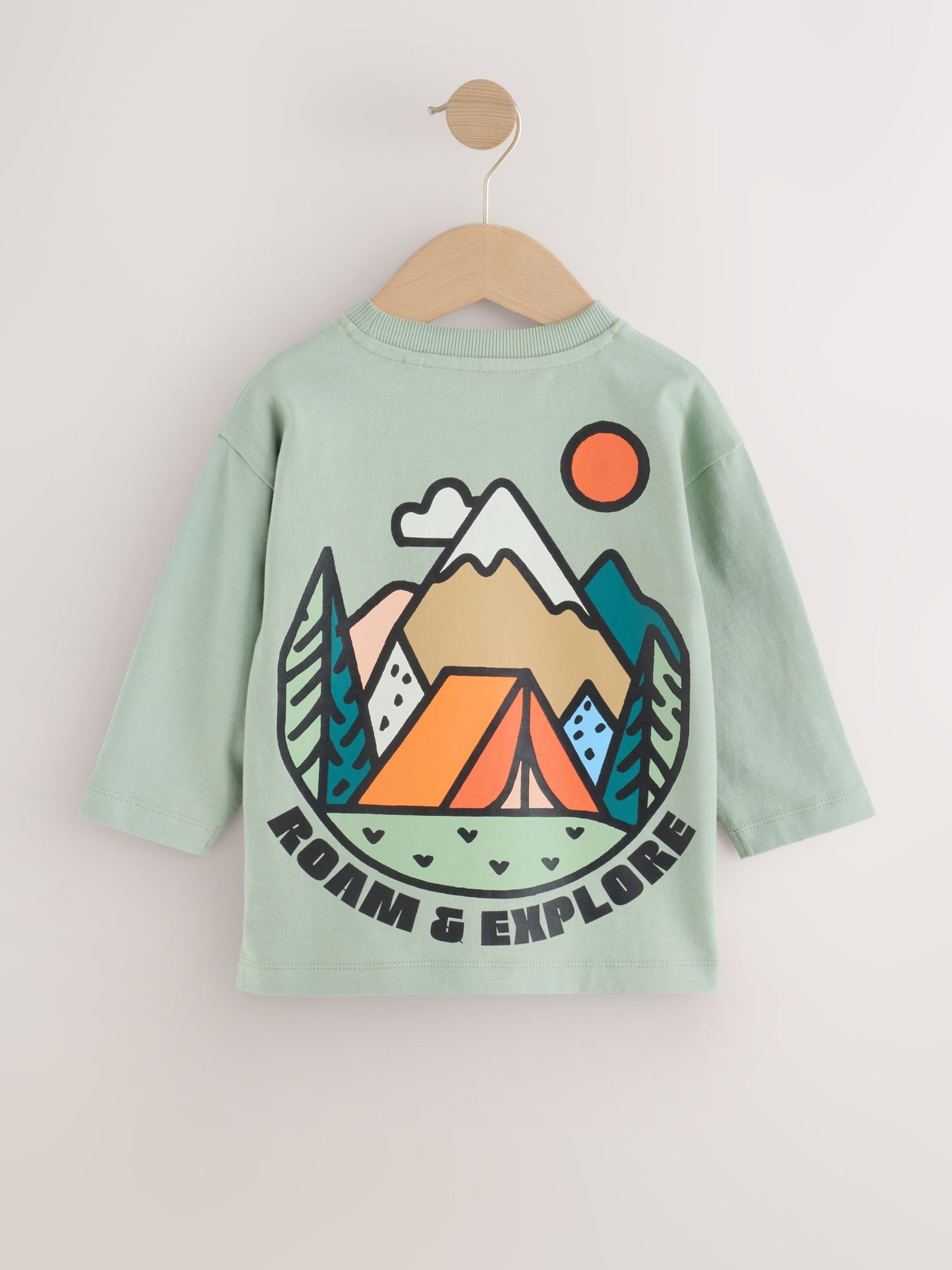 Dsiney Kidz - Sage Green Roam and Explore Long Sleeve Back Graphic T-Shirt (3mths-10yrs) image 9
