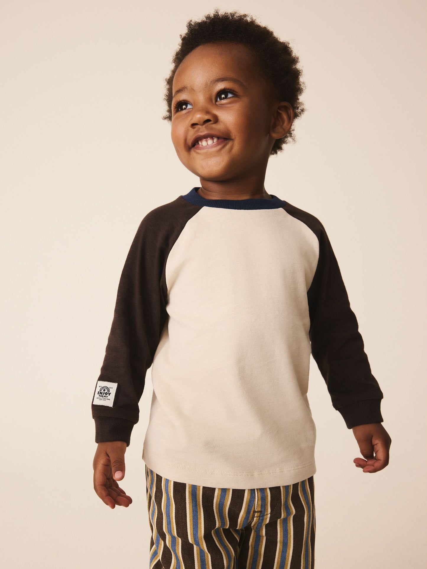 Dsiney Kidz - Brown/Cream Long Sleeve Raglan T-Shirt (3mths-7yrs) image 1
