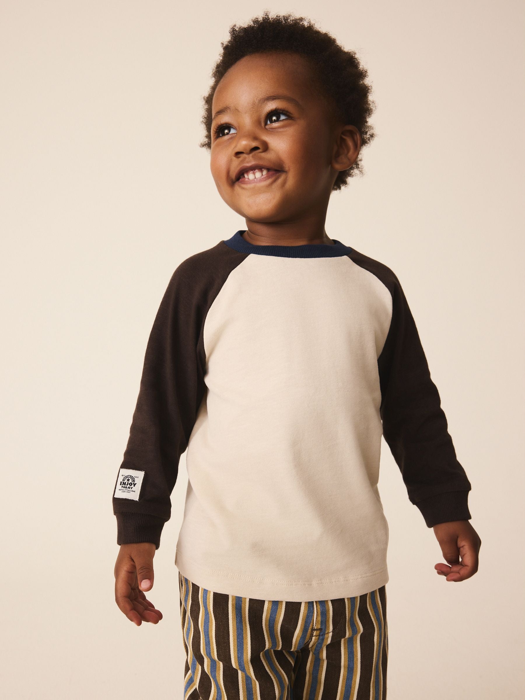 Dsiney Kidz - Brown/Cream Long Sleeve Raglan T-Shirt (3mths-7yrs) image 1