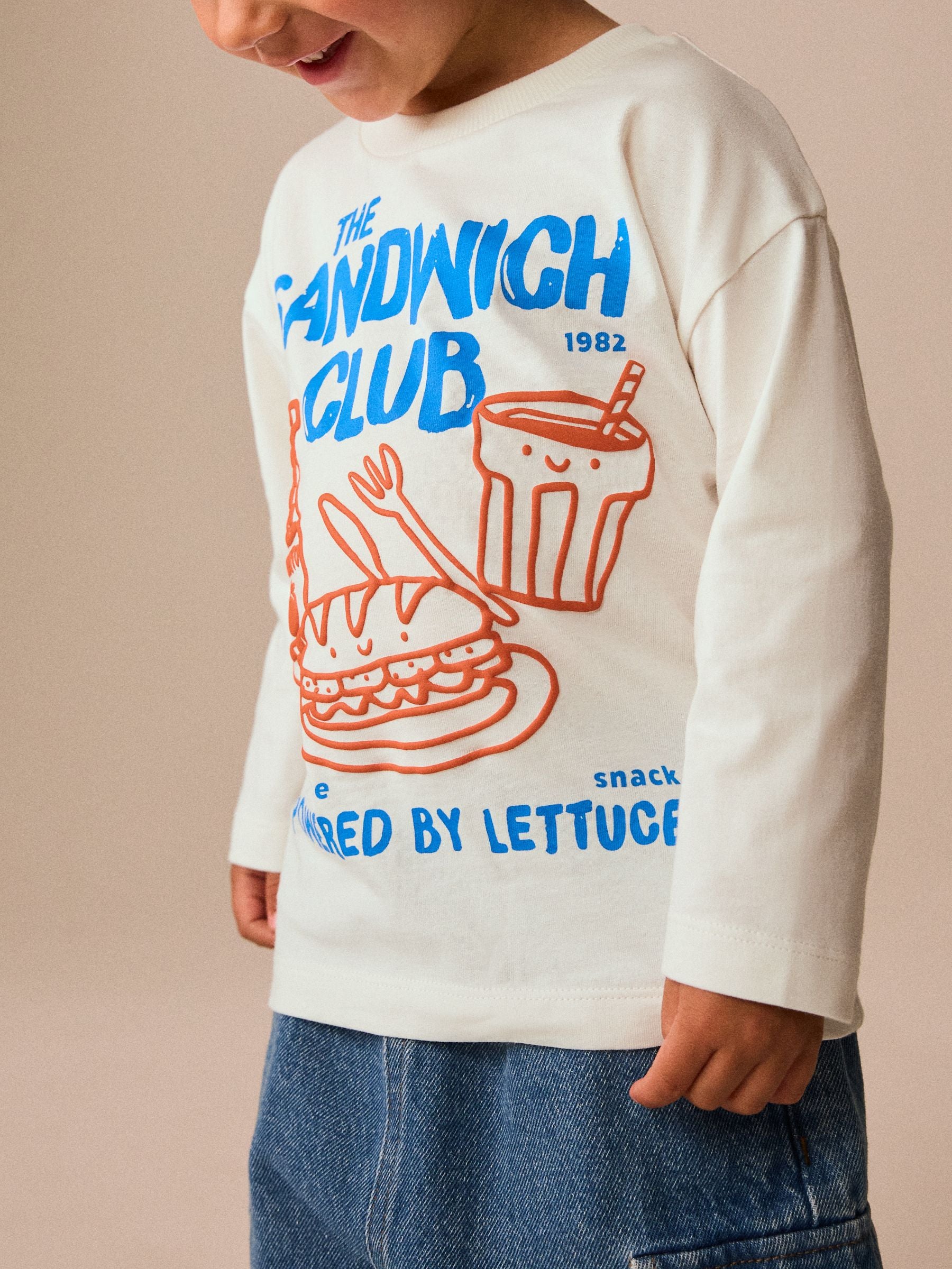 Dsiney Kidz - White Sandwich Club Long Sleeve Graphic T-Shirt (3mths-7yrs) image 4
