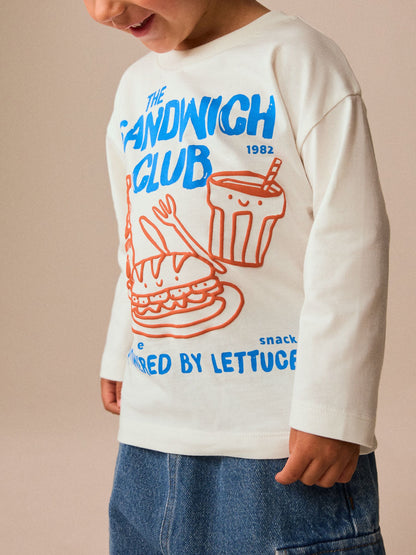 Dsiney Kidz - White Sandwich Club Long Sleeve Graphic T-Shirt (3mths-7yrs) image 4