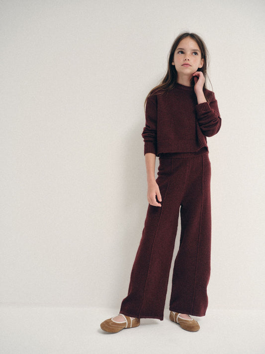 Dsiney Kidz - The Set Knitted Long Sleeve Top and Wide Leg Joggers Set Berry Red image 1