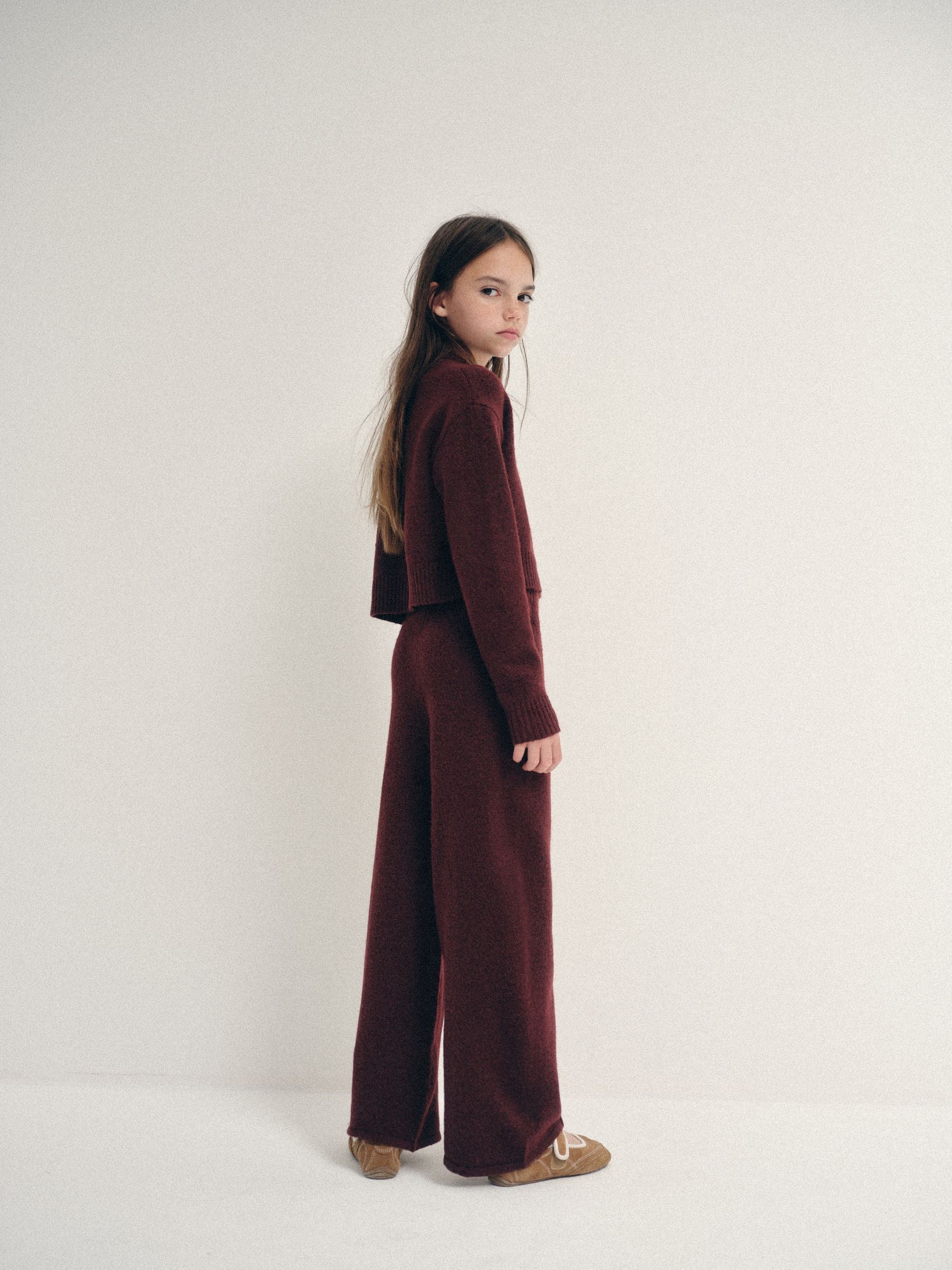 Dsiney Kidz - The Set Knitted Long Sleeve Top and Wide Leg Joggers Set Berry Red image 3