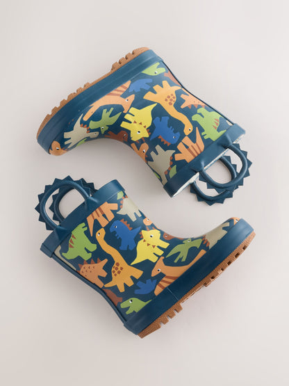 Dsiney Kidz - Navy Dinosaur Warm Lined Handle Wellies image 4