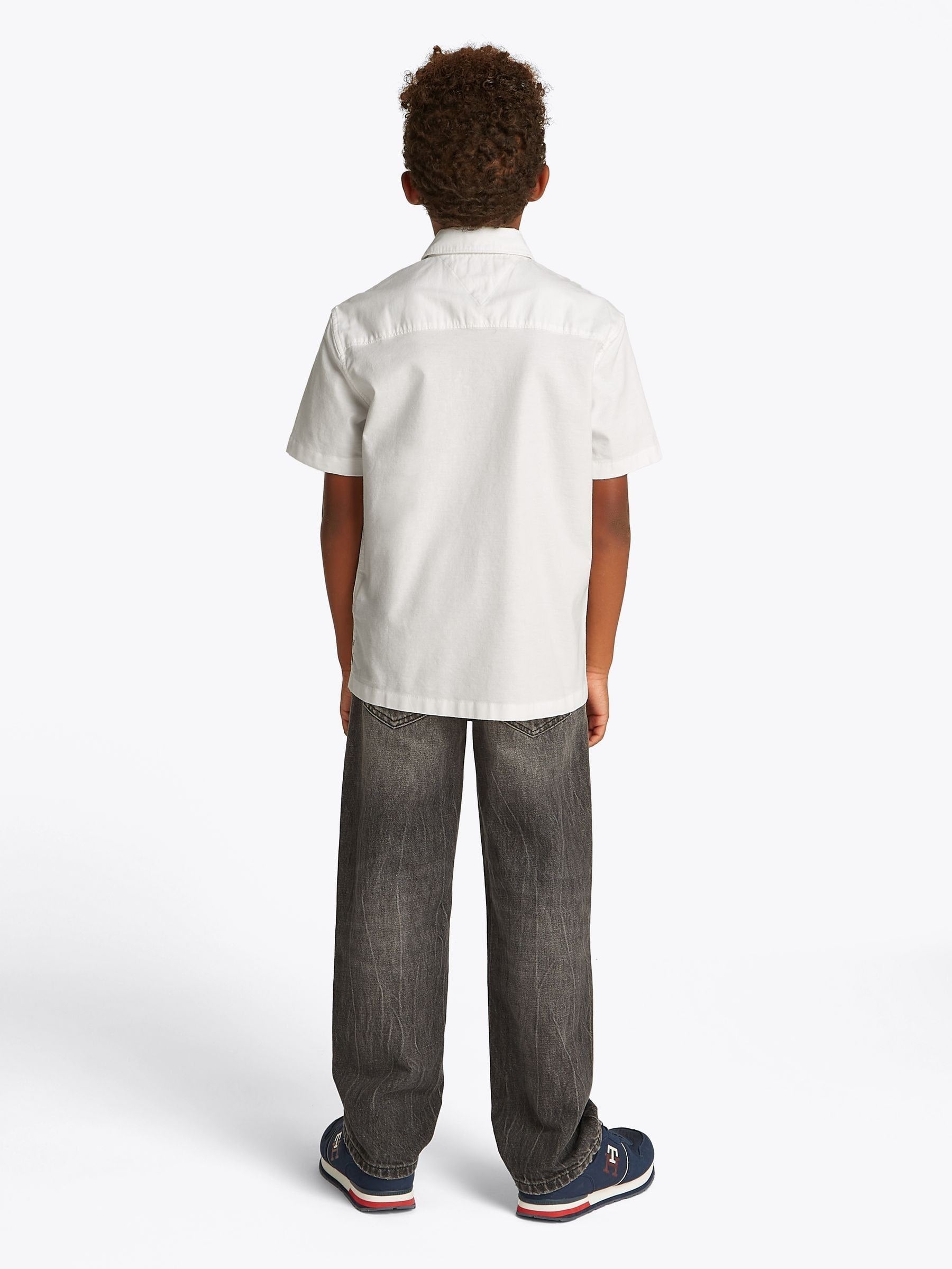 Dsiney Kidz - Tommy Hilfiger White Essential Flag Embroidery Short Sleeve Oxford Shirt image 2