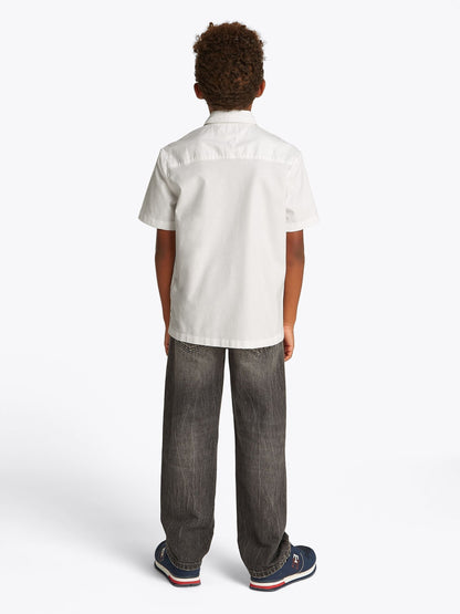 Dsiney Kidz - Tommy Hilfiger White Essential Flag Embroidery Short Sleeve Oxford Shirt image 2