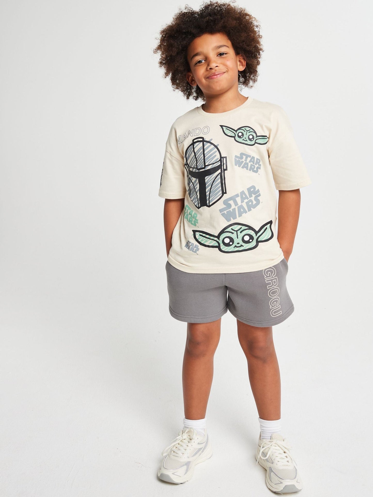 Dsiney Kidz - Brand Threads Natural Mandalorian T-Shirt and Shorts Set image 1