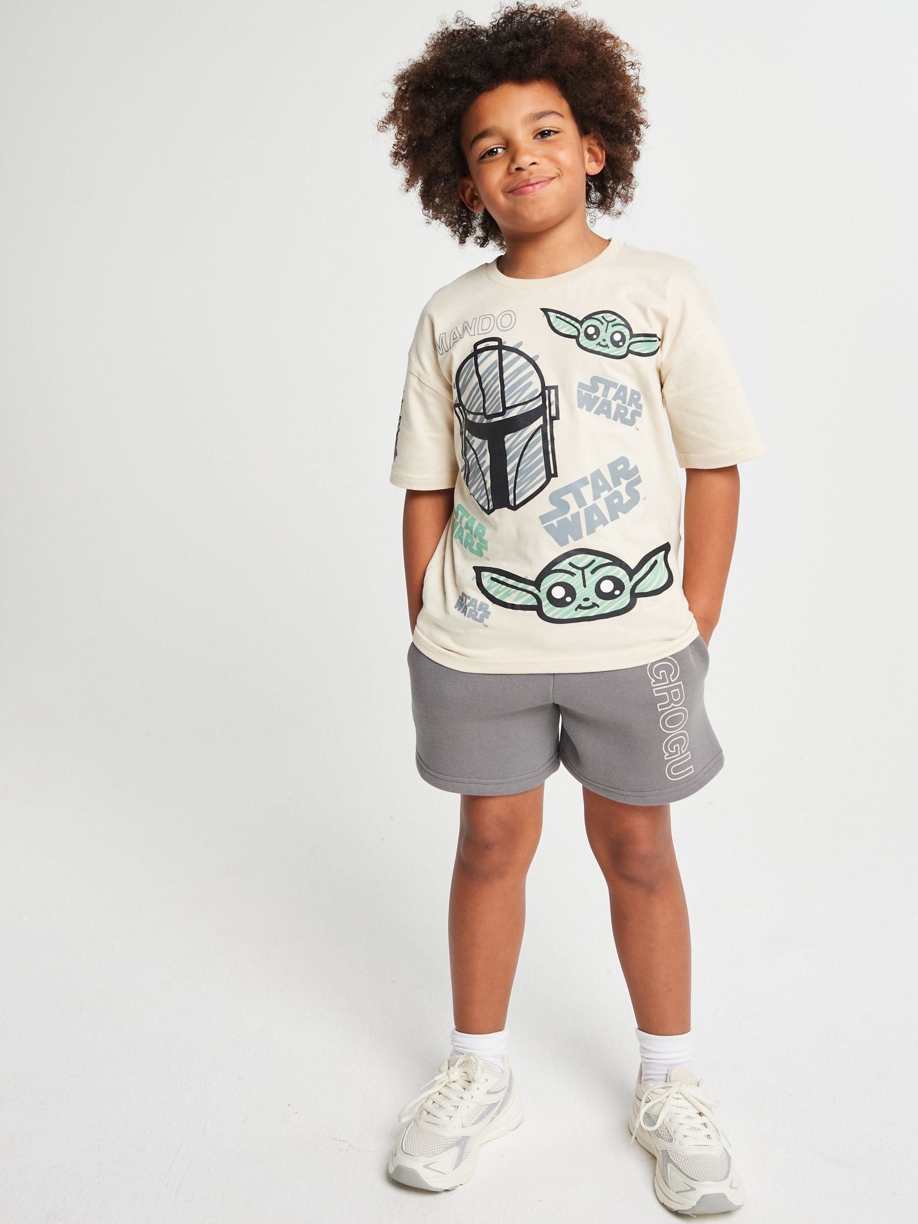 Dsiney Kidz - Brand Threads Natural Mandalorian T-Shirt and Shorts Set image 1