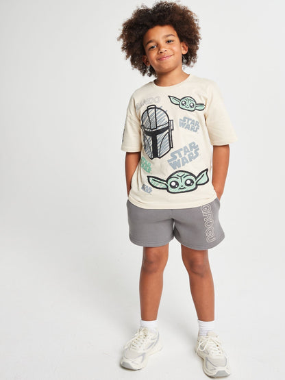 Dsiney Kidz - Brand Threads Natural Mandalorian T-Shirt and Shorts Set image 1