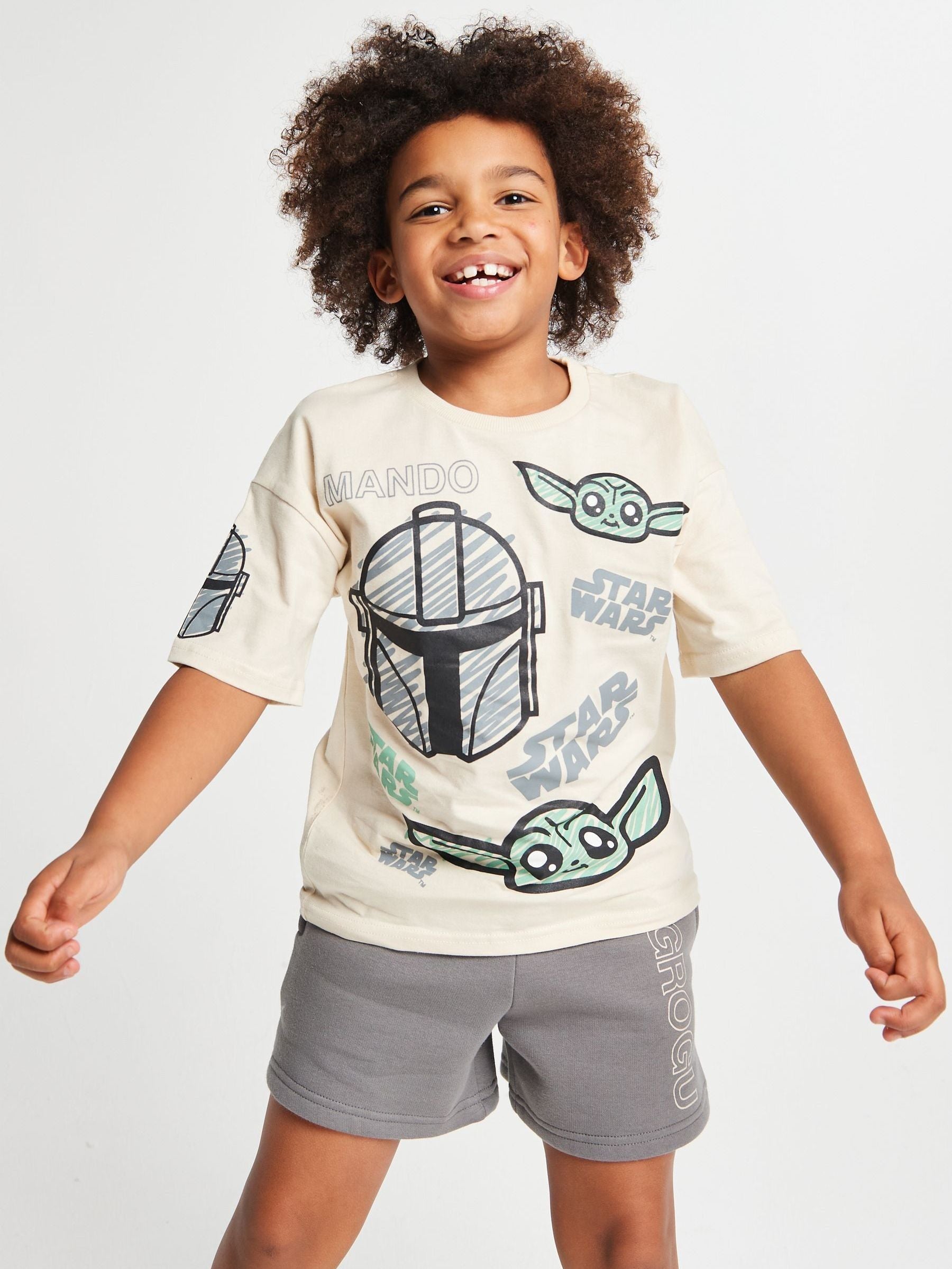 Dsiney Kidz - Brand Threads Natural Mandalorian T-Shirt and Shorts Set image 4