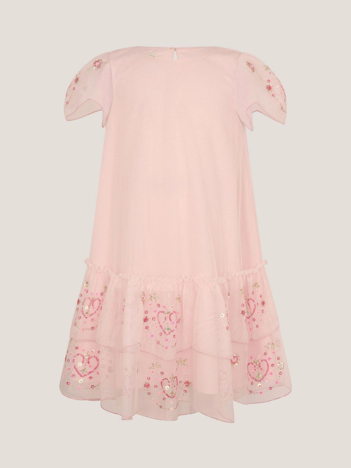Monsoon Pink Heart Embellished Mesh Party Dress image 2